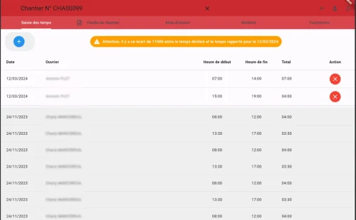 Gestion des chantiers